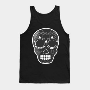 Sugar Skull White Aztec, Dia De Los Muertos Tank Top